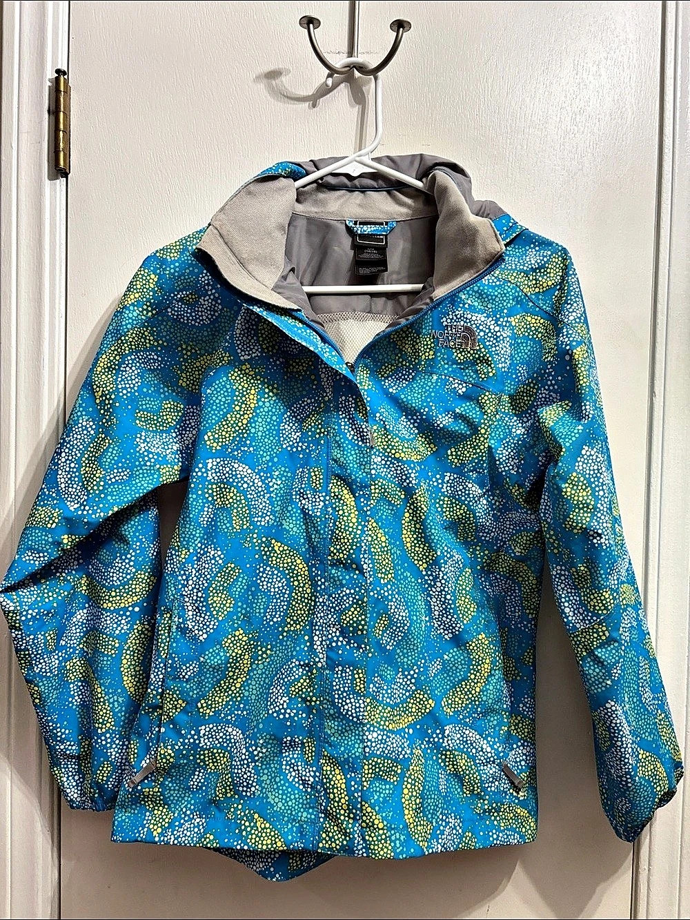 The North Face Abstract Ski Jacket Blue & Green Size large 14/16 Like New